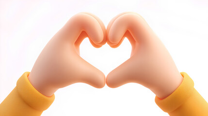 Heart 3d hand gesture emoji. Cartoon hands make heart shape together. Romantic Love, unity and care, compassion positive sign. Vector realistic smooth render icon Stock Vector