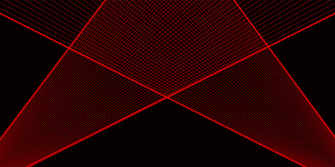 Fototapeta premium Abstract red lines drawn by light on a black background. Laser lines