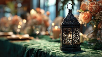 Decorative lantern on a table setting