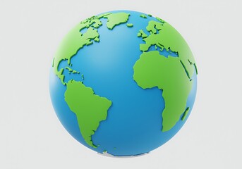 Fototapeta premium Earth Globe Illustration on White Background Showing Continents Oceans and Countries Representing Travel Geography and Global Connections