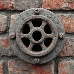 Rusty metal vent in brick wall (1)