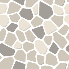 Obraz premium Seamless Stone Pavement Pattern with Gray Beige and White Irregular Shape Tiles on Light Background