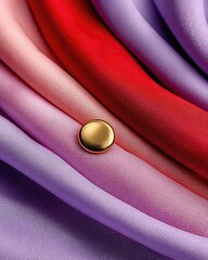 Golden button on draped fabric