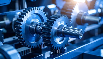 Close-up of metal gears in machinery