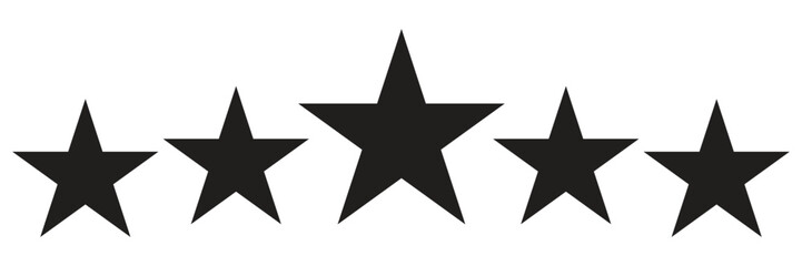 Fototapeta premium Five black stars for success, rating, and excellent performance, conveying high quality