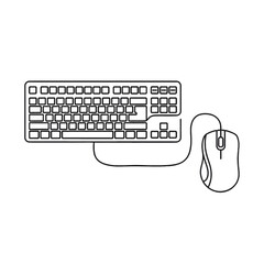 Minimalist Keyboard and Mouse Outline Illustration on White Background Line Art Style for Design Projects