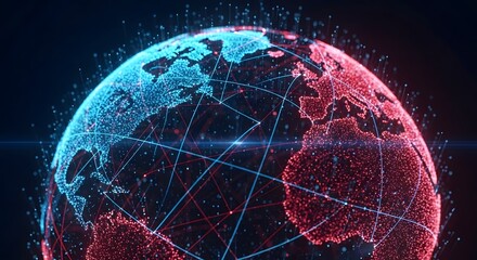 Naklejka premium Digital globe with glowing connections representing global network and data flow