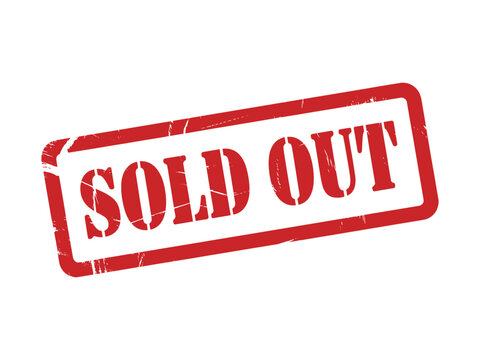 Red SOLD OUT stamp conveys urgency and limited availability for marketing campaigns
