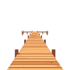 Simple Minimalist Pixel Art Style Illustration of a Wooden Pier Perspective View on Clear White Background Graphic Design