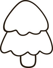 Two small pine trees cartoon black line drawing