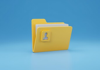 Yellow File Folder Icon with Person Symbol for Document Management and User Profile Representation in Business
