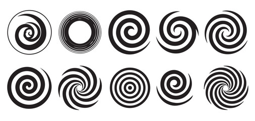  abstract spiral and swirl icons collection