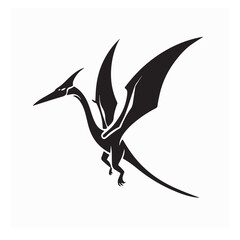Flying Pterodactylus Silhouette Logo Vector Design on white background © Imam