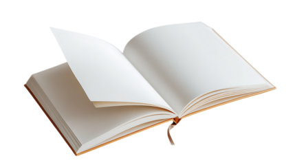 Stylish closed hardcover notebook in white, minimal catalog style on bright white background 