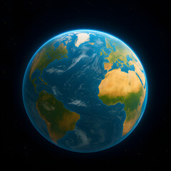 Planet earth rotating in space showing europe, africa and america