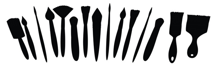 Art brushes with colored paint vector illustration