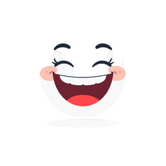 Cartoon White Sphere with Expressive Smiling Face on Transparent Background