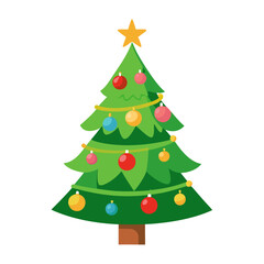 A single color vector illustration of a decorated christmas tree