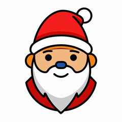 Two color vector illustration of santa claus face with hat