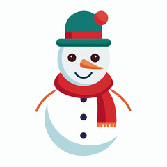 Cute three color snowman wearing a scarf and hat