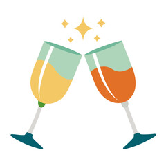Celebratory champagne glasses toasting vector graphic