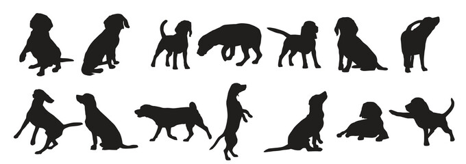 beagle dog silhouettes vector