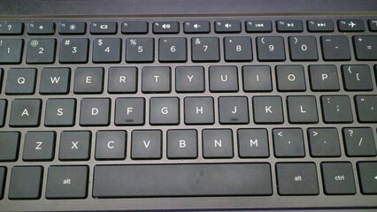 Black Laptop Keyboard Close Up