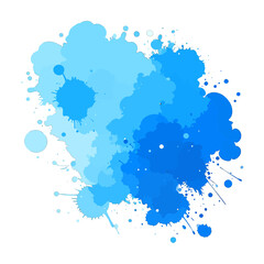 Abstract Watercolor Blob Ink Splash in Varying Shades of Blue Isolated on a White Background for Graphic Design Projects