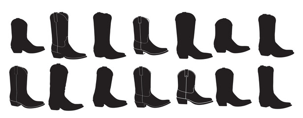Cowboy boot silhouette on white background