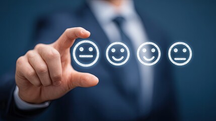 Businessperson selects a customer satisfaction rating