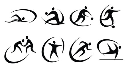 different kinds of sports symbols.