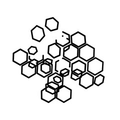 Abstract Geometric Hexagonal Pattern in Black and White, Featuring a Cluster of Interconnected Shapes for a Modern Minimalist Aesthetic