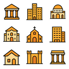 Architecture Icons Vector Illustration