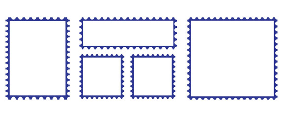 Create your own blue stamp collection with this customizable set for mail themes and vintage design projects