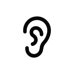Minimalist silhouette of a human ear icon for hearing and sound related concepts