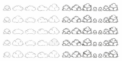 Obraz premium Collection of hand drawn bush and shrub illustrations in various shapes and sizes