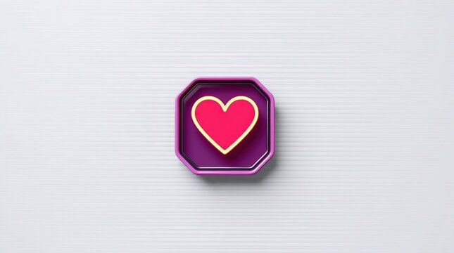 Pink Heart Icon with 3D Render.