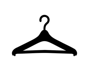 Simple black and white silhouette of a clothes hanger for garments