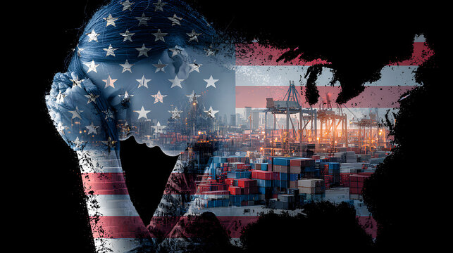 US Global Tariffs Crisis and United States Tariff confusion as an international trade war with American imports and exports tax on the globe as economic turmoil and uncertainty on world markets. Stock