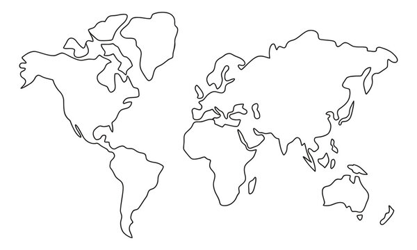 Outline of the world map for global concepts, travel, and international business designs