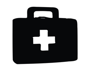 Fototapeta premium Simple Black and White Illustration of a Medical First Aid Kit