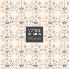 Diwali Themed Pattern with Floral and Light Motifs in Muted Colors