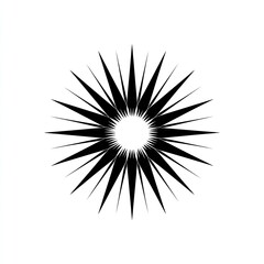 Obraz premium Simple black radiating starburst on white background