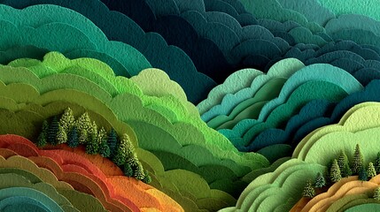 Abstract layered with trees and mountains high resolution background