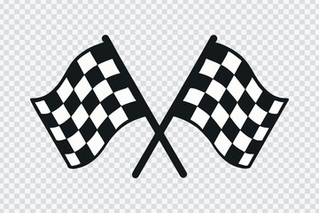 Black and White Checkered Flags Icon – Crossed Racing Flags Symbol