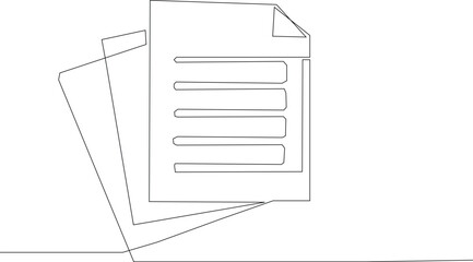 One continuous line vector drawing of a folder. Outline documents background icon. Saving securities vector icon. Vector illustration, Clipboard with checklist. Continuous line one drawing. Simple. 