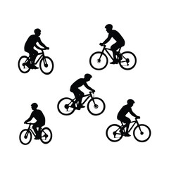 Fototapeta premium Silhouettes of Cyclists on Bicycles – Outdoor Activity Vector Set