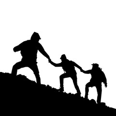 Best friend climbing silhouette