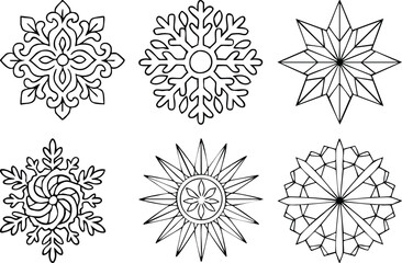 Obraz premium Intricate snowflake mandalas coloring page design for winter art and creative expression white background