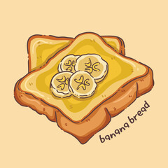 Hand-Drawn Honey Toast with Banana Slices
